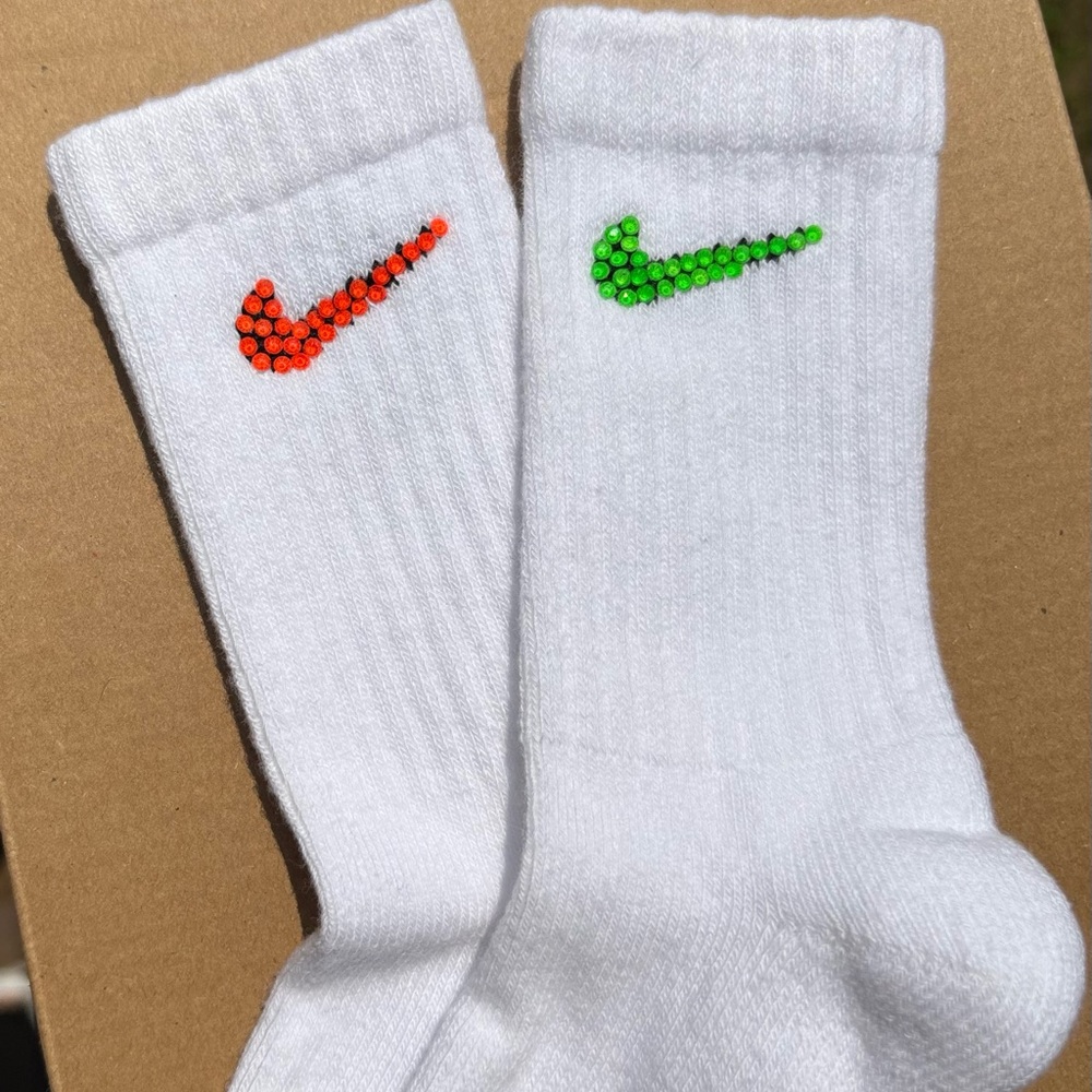 Toddler Crew Socks with Neon Rhinestones
